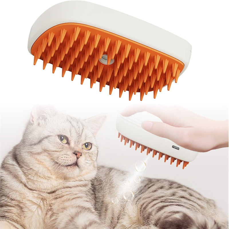 USB Rechargeable Steamy Pet Grooming Brush – Massage and Care