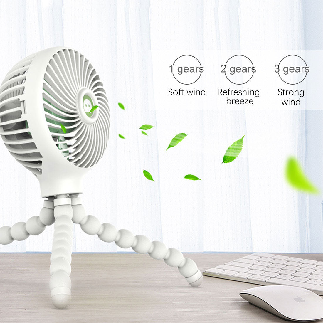 Mini Ventilateur Pliable Octopus – Ventilateur Portable USB Rechargeable pour Poussette, Lit et Plus