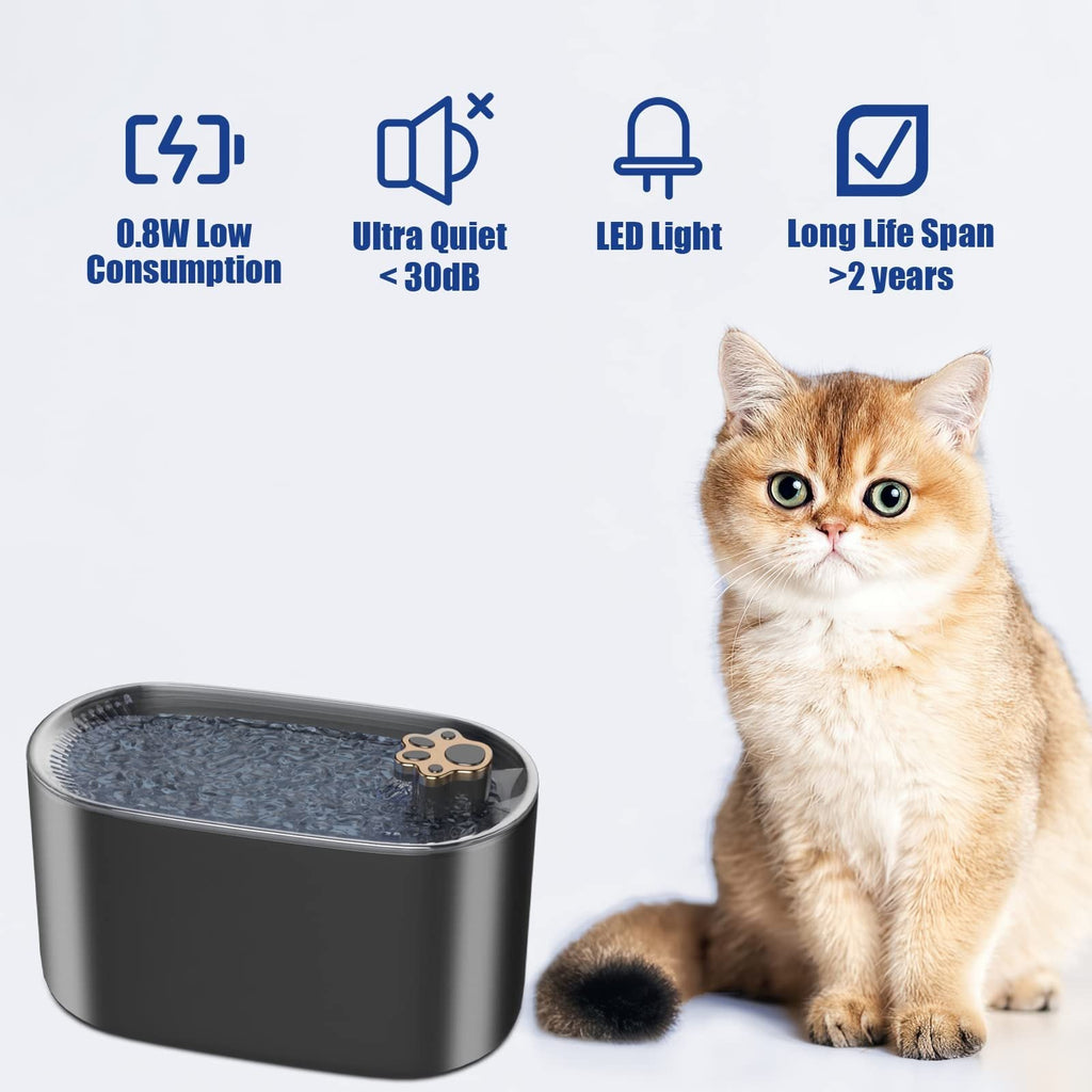 3L Automatic Pet Water Fountain for Cats and Dogs – Ultra-Quiet Dispenser with Filter and LED Light