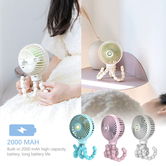 Mini-ventilateur pliable Octopus – Ventilateur portable USB rechargeable pour poussette, lit et plus