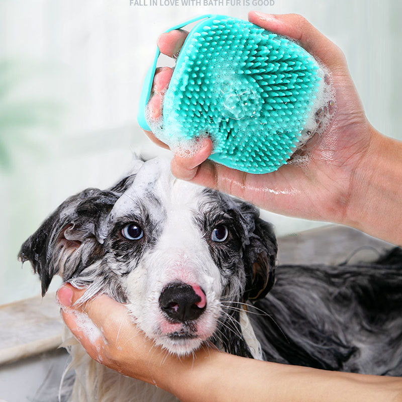 Brosse de massage et de bain en silicone pour animaux de compagnie