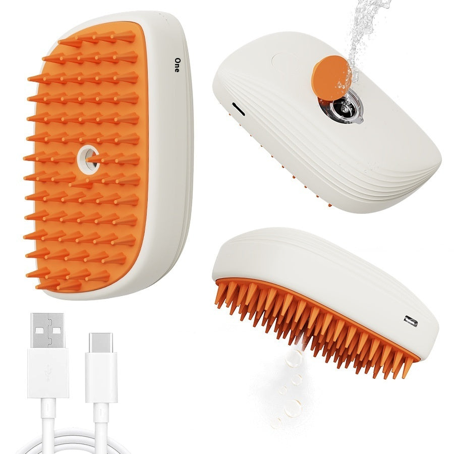 USB Rechargeable Steamy Pet Grooming Brush – Massage and Care
