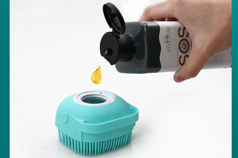 Brosse de massage et de bain en silicone pour animaux de compagnie