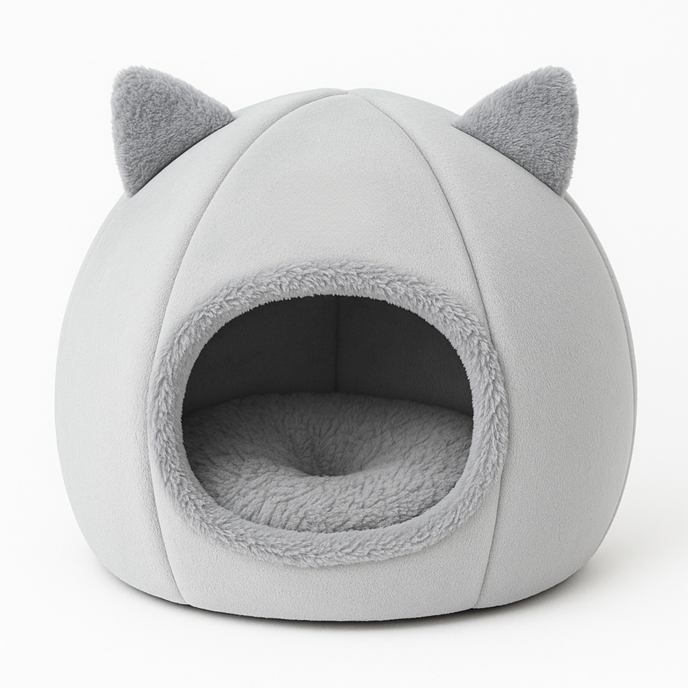 Lit Douillet pour Chat et Petit Chien – Panier Grotte Confortable pour Sommeil Profond en Hiver