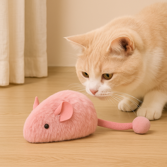 Souris Interactive en Peluche pour Chats – Jouet Lumineux à Mâcher et à Chasser