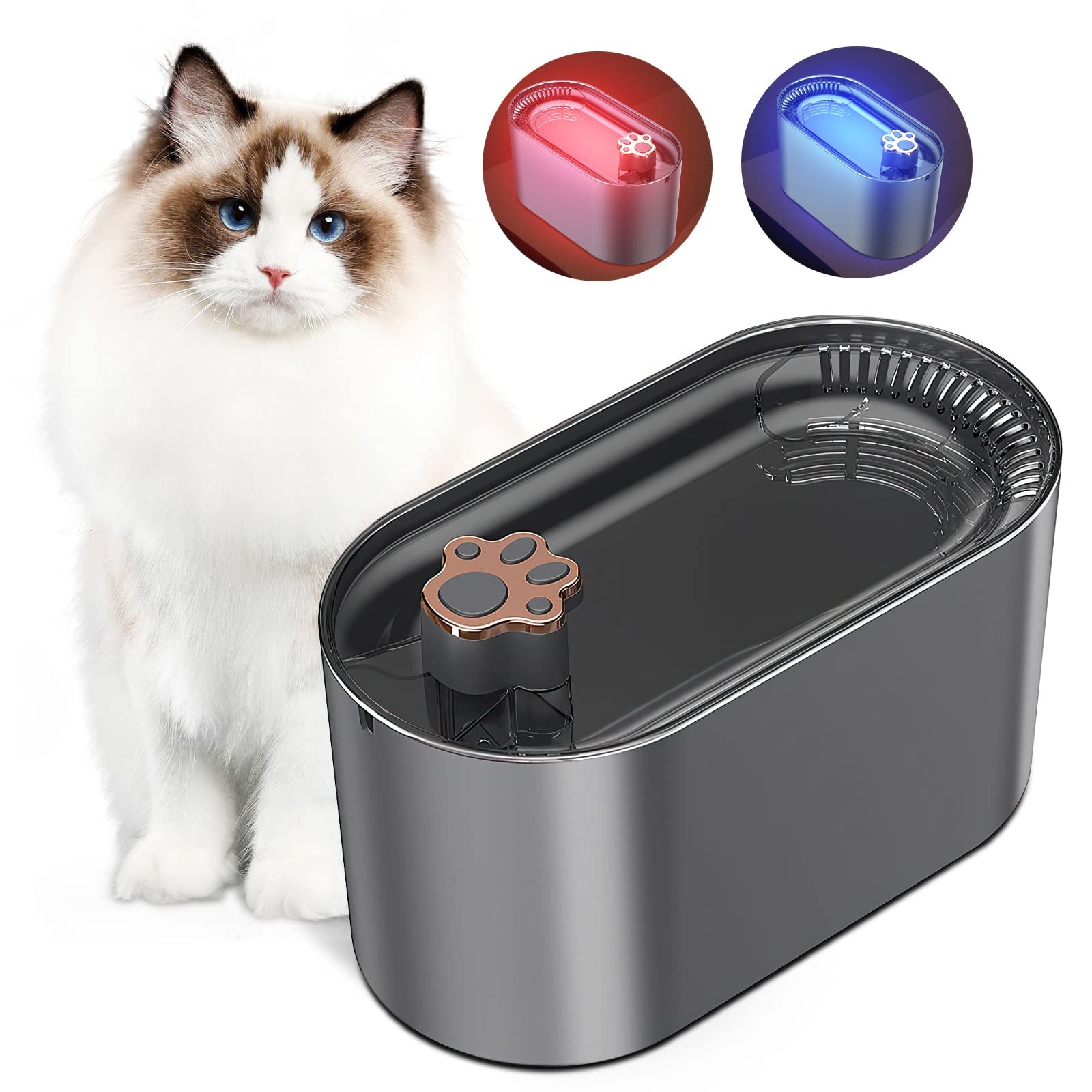 3L Automatic Pet Water Fountain for Cats and Dogs – Ultra-Quiet Dispenser with Filter and LED Light