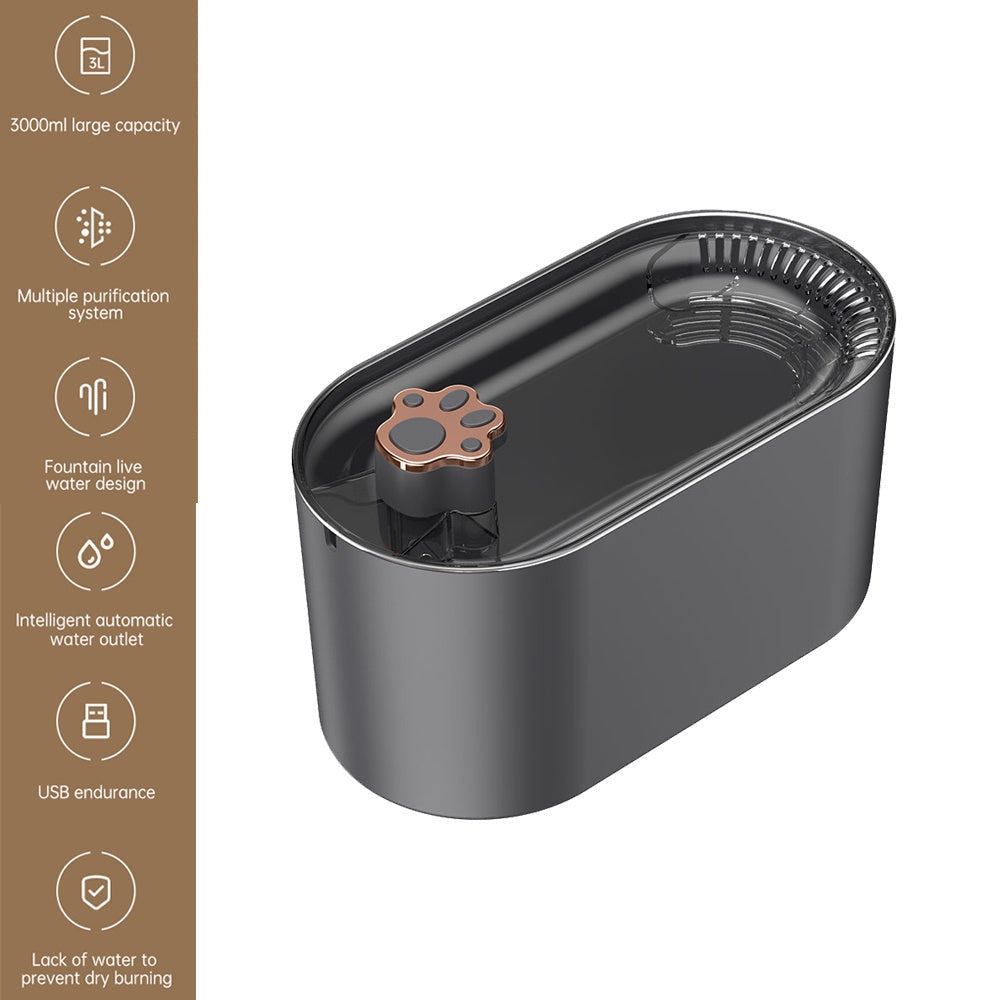 3L Automatic Pet Water Fountain for Cats and Dogs – Ultra-Quiet Dispenser with Filter and LED Light